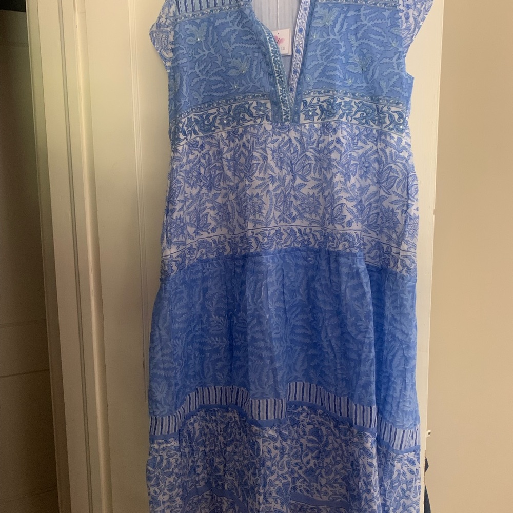 NWT blue and white Bella Tu all cotton dress XL